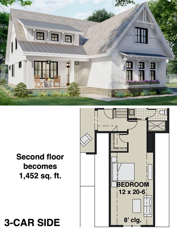 3-Car Side Garage Bonus Level Option