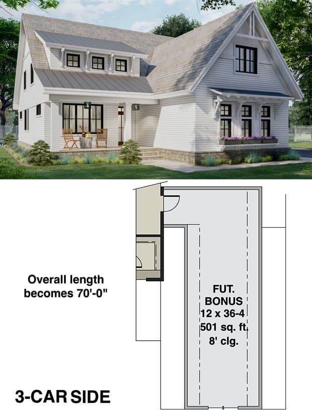 3-Car Side Garage Bonus Level Option