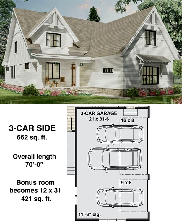 3-Car Side Garage Option