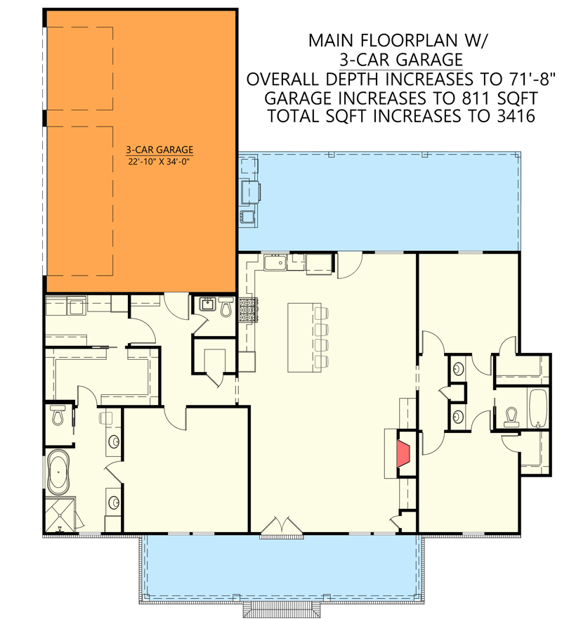 Main Level - Expanded 3-Car Garage Option (+$Paid Upgrade)