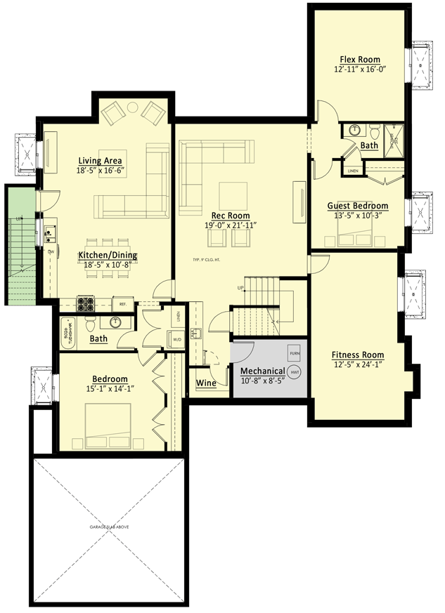 Optionally Finished Lower Level Layout