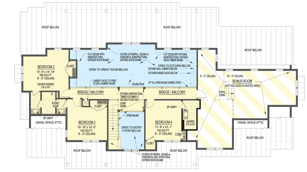 Second Floor: 4-Bedroom Version