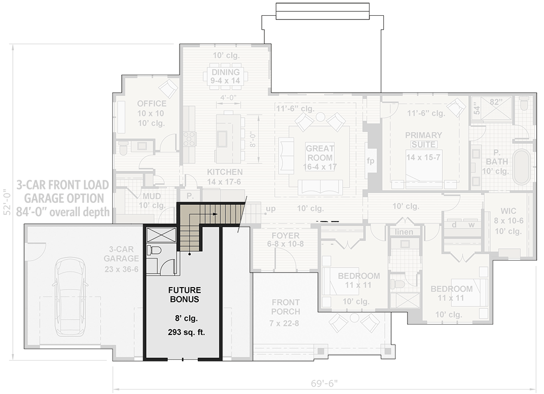Optionally Finished Bonus - 3-Car Garage Option 