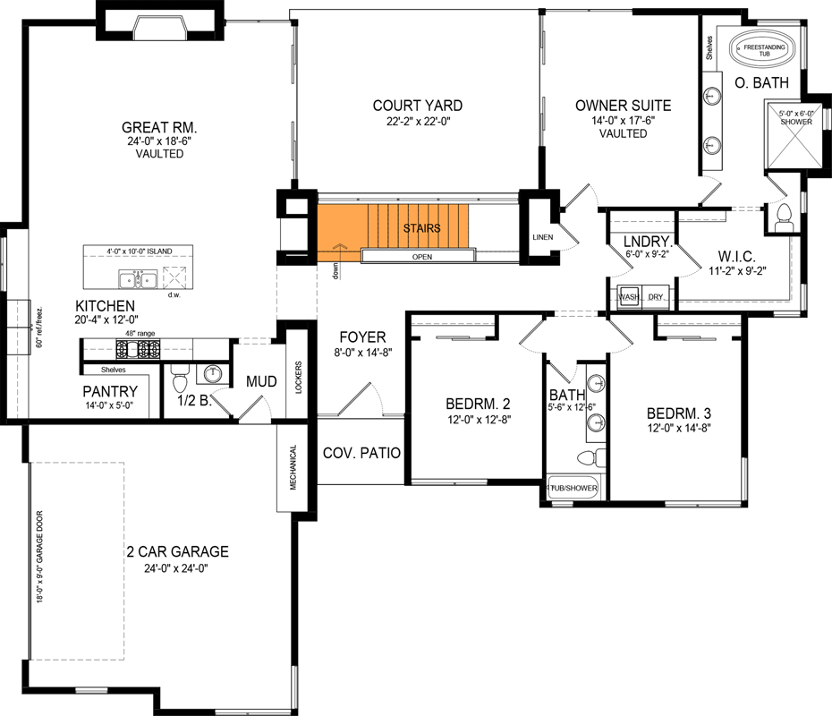 Main Level Optional Basement Stairs Location
