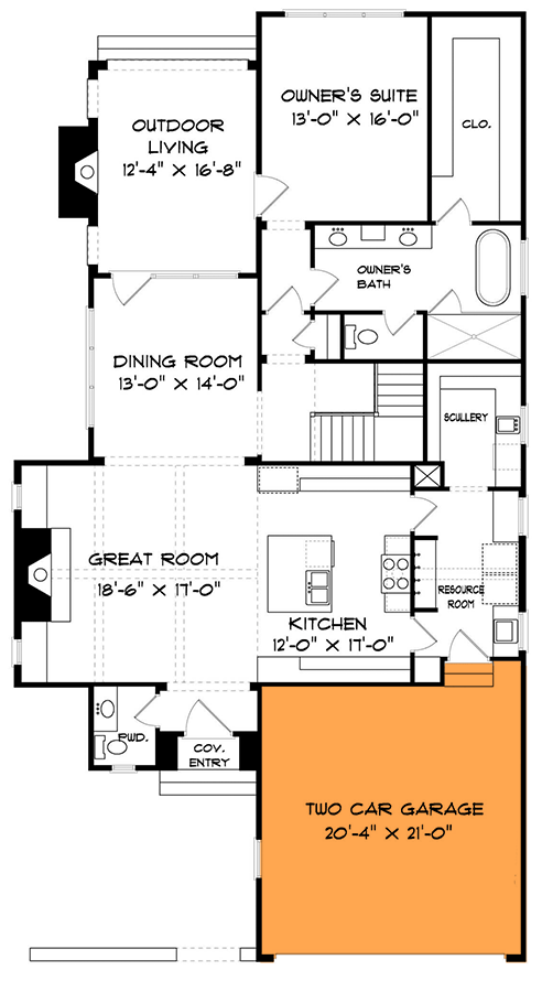Main Level - 2-Car Front Garage Option