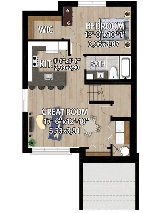 Lower Level (Unit 2: 777 Sq. Ft.)