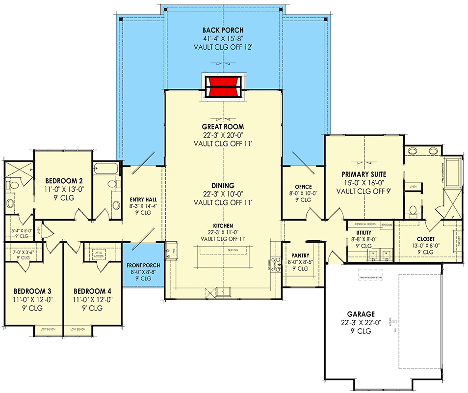 Plan 818088JSS: Modern Transitional House Plan with 4 Bedrooms and ...