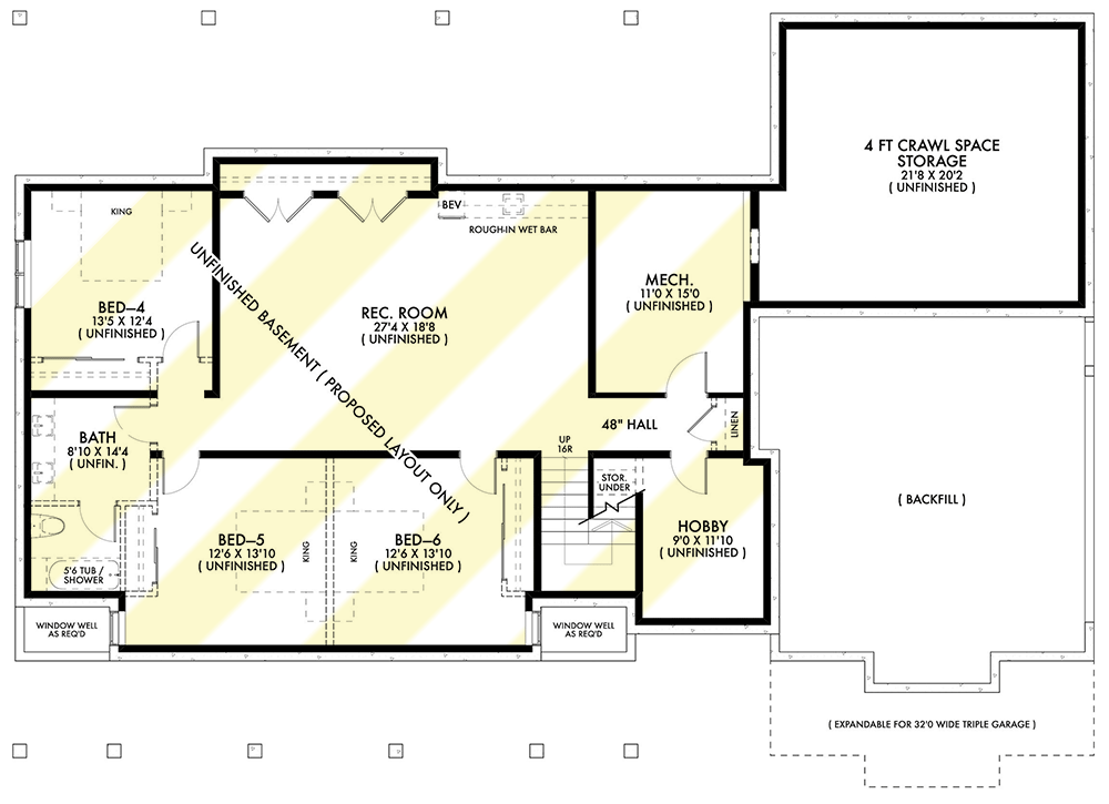 Optionally Finished Basement