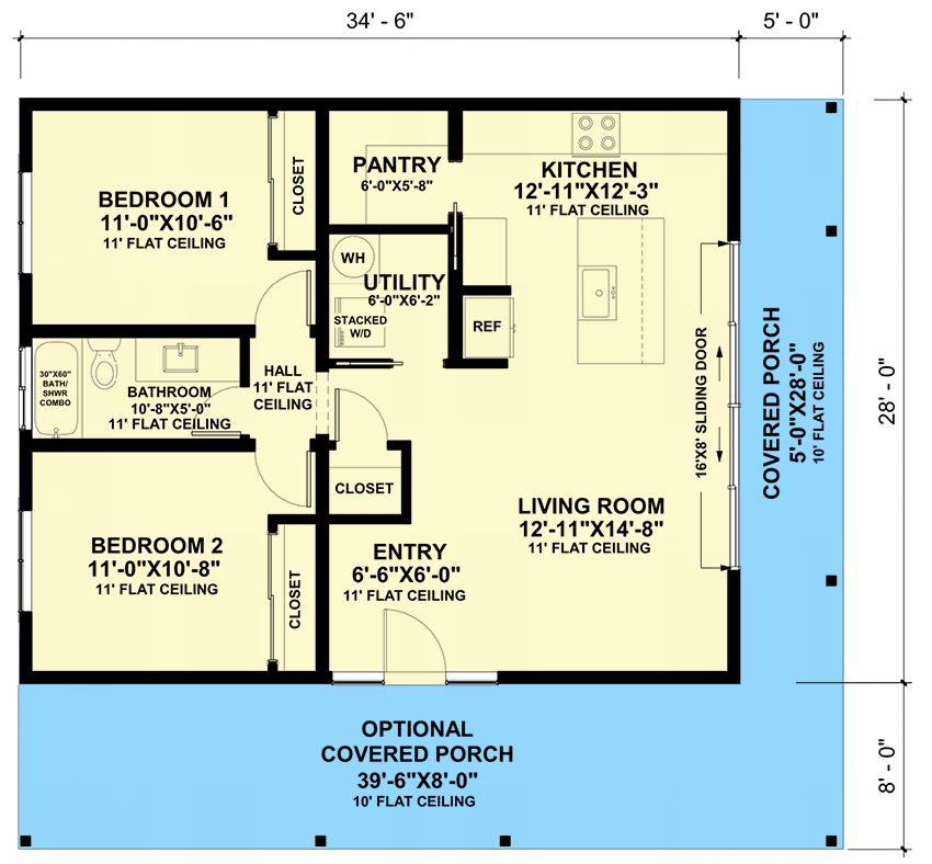 Plan 420136WNT: 2 Bed Country Cottage with 2-Sided Wrap Around Porch ...