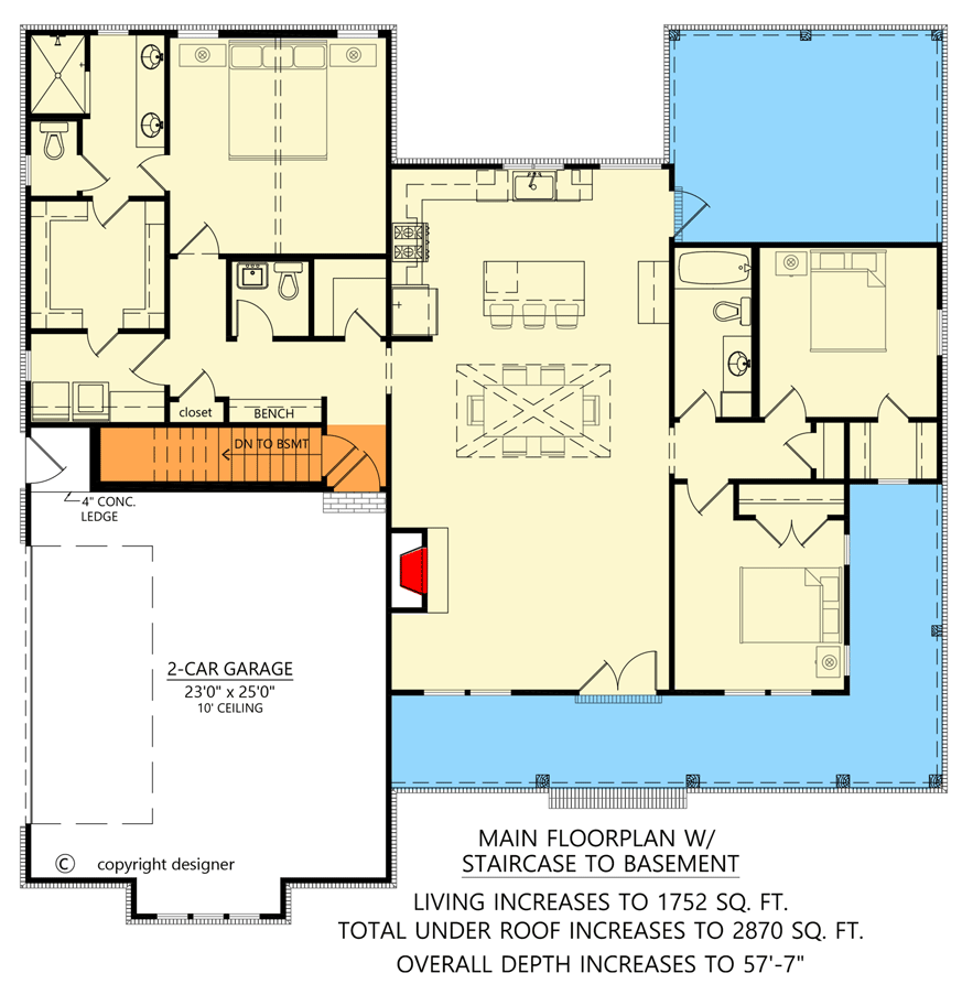 Main Level - Basement Foundation Option - Stair Location