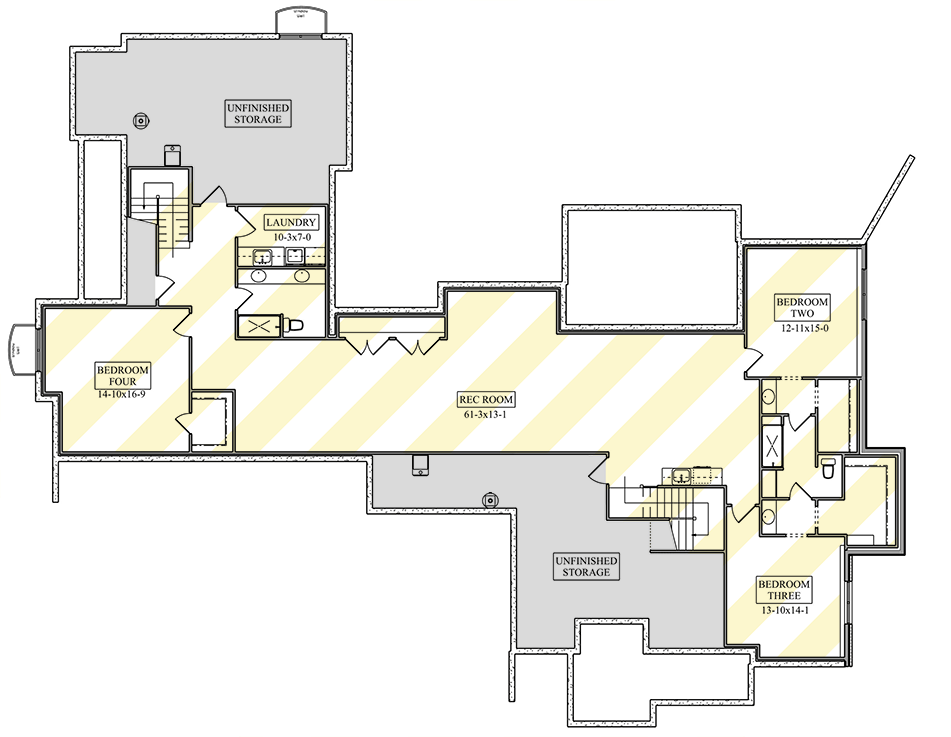 Optionally Finished Lower Level Basement (Daylight Shown)