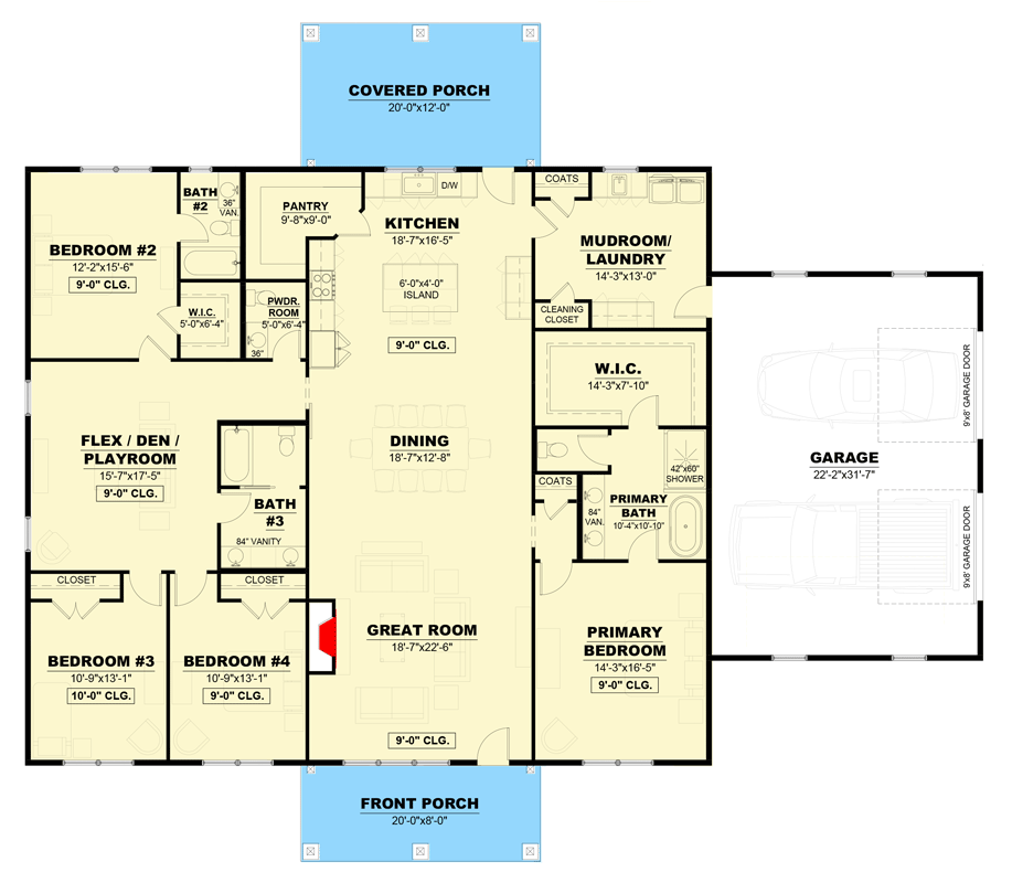 Main Level with Side Garage