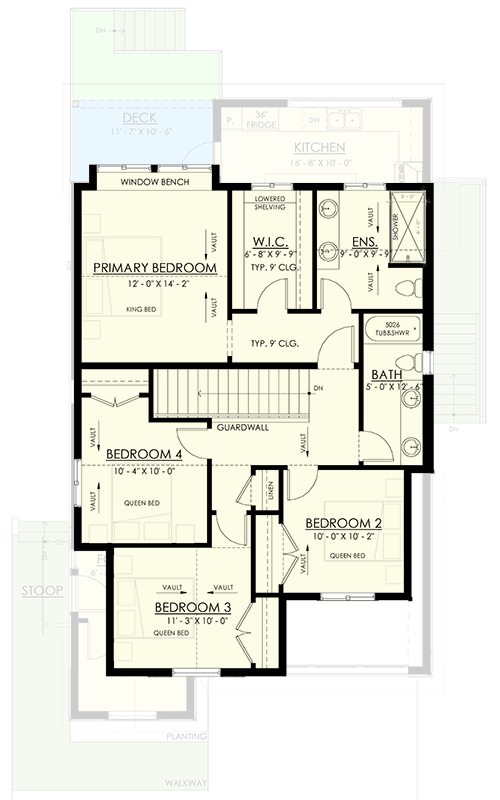 Alternate Second Level with 4th Bedroom (included)
