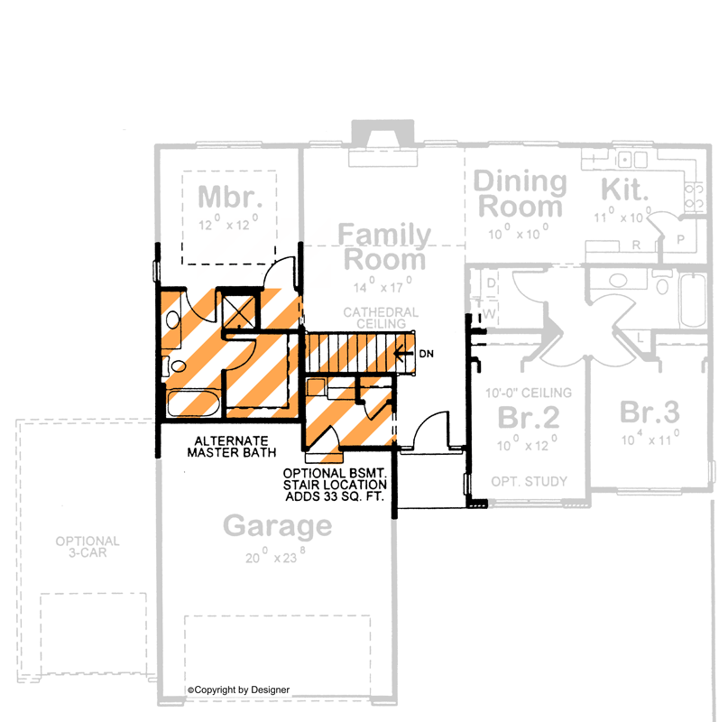 Alternate Master Bath and Optional Basement Stairs