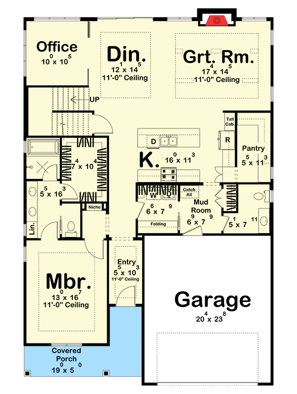 Main Level - Slab/Crawl Option Layout