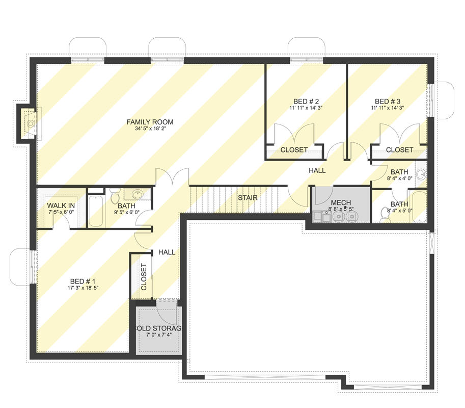 Optionally Finished Basement