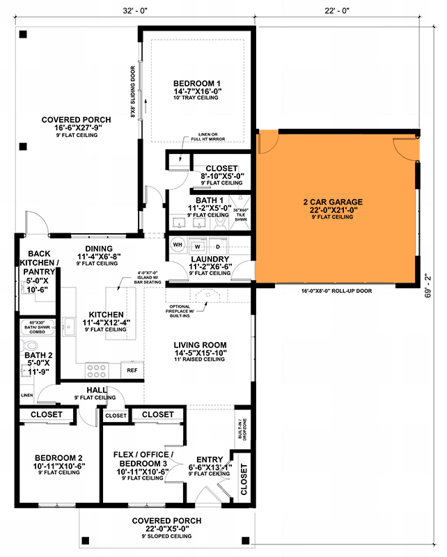 Main Level - 2-Car Front Garage ($ Paid Option)