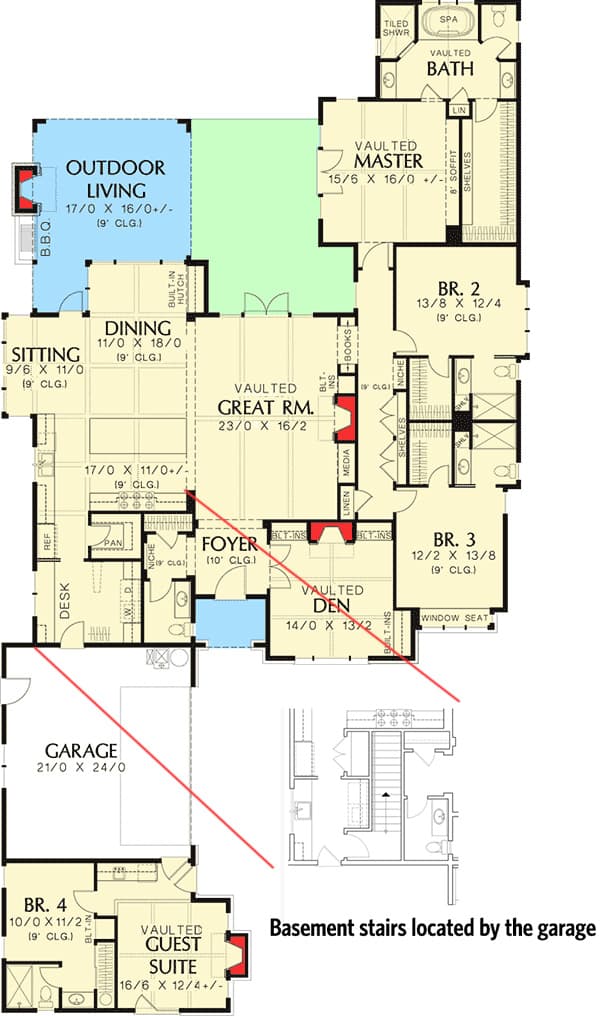 Basement stair location