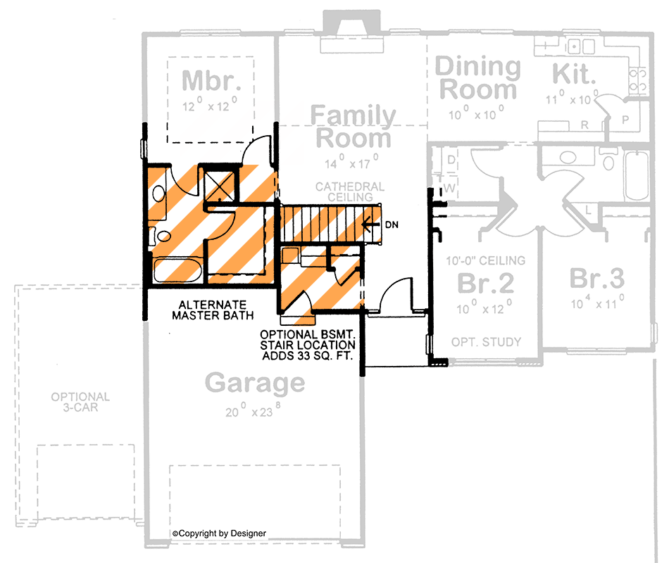 Alternate Master Bath and Optional Basement Stairs