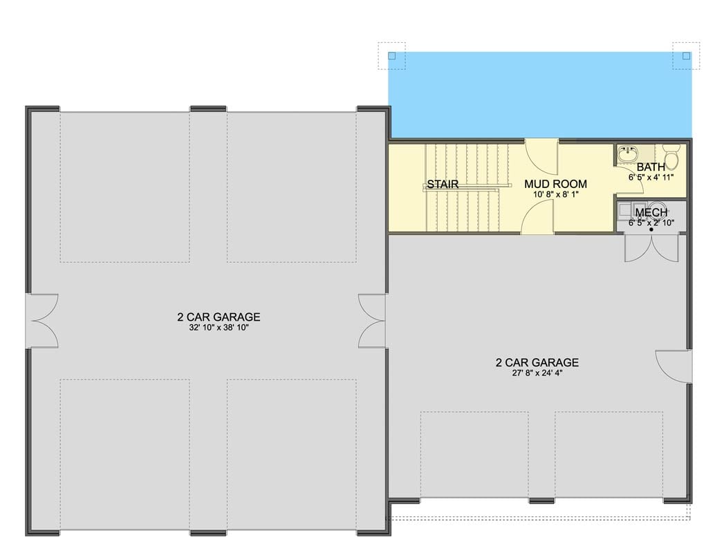 Plan 61637UT: Stylish One-Bedroom Garage Apartment with 4-Car Capacity