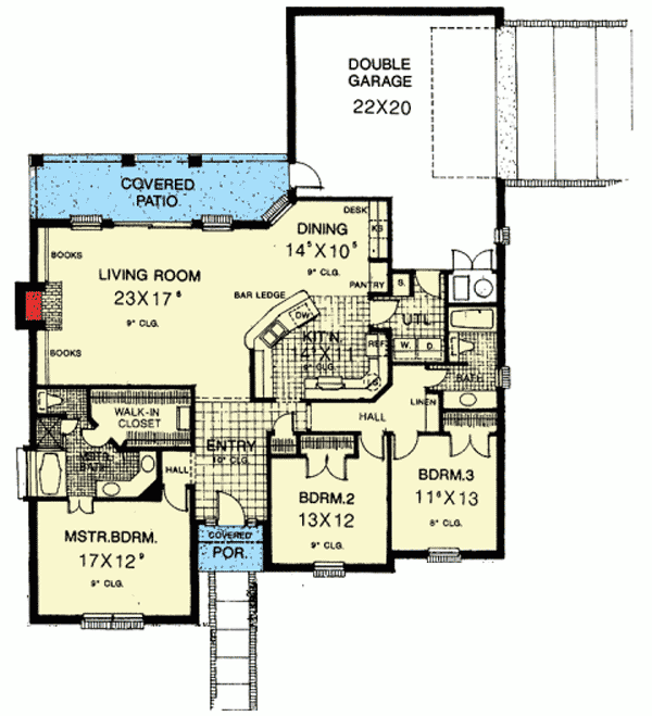 Attractive One Story Three Bedroom Home Plan - 48448FM | Architectural ...