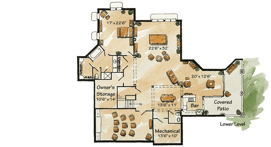 Plan 11550KN: Luxurious Craftsman Home Plan - Floor Plan - Lower Level - Craftsman, Mountain, Rustic, Vacation