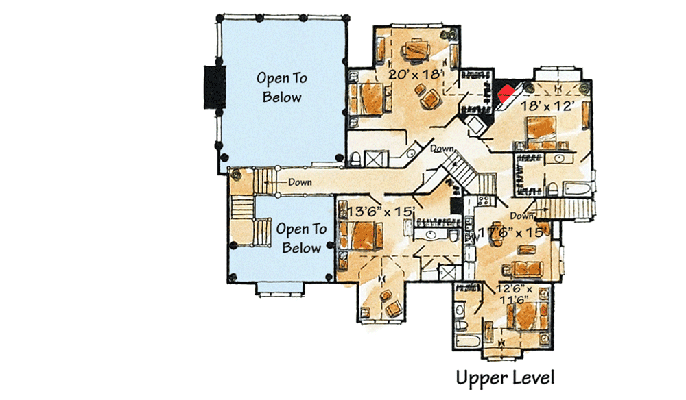 Plan 11564KN: Magnificent Mountain Home Plan - Floor Plan - 2nd Level - Craftsman, Mountain, Northwest, Rustic, Vacation
