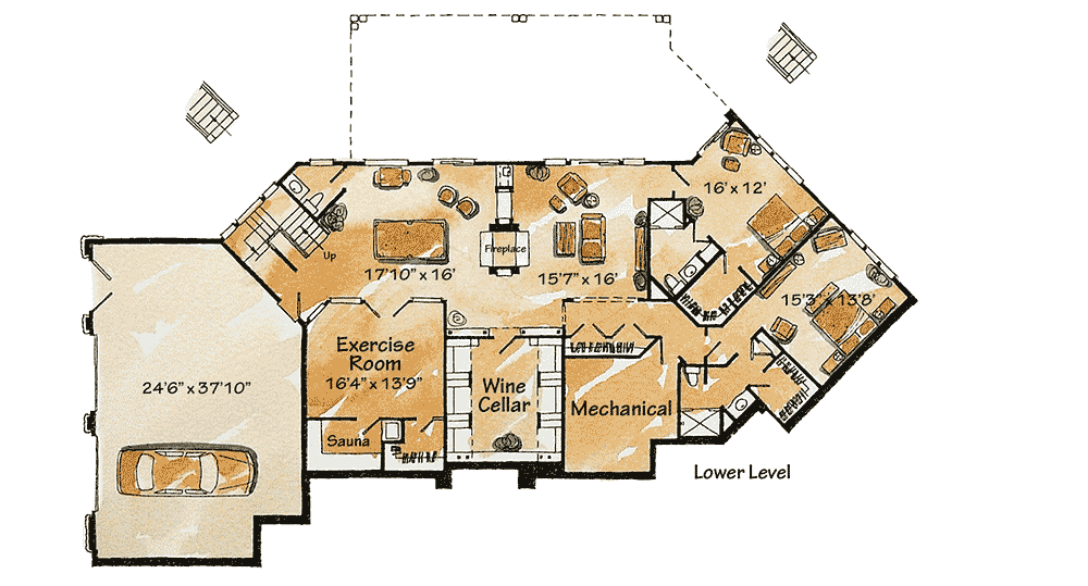 Plan 11576KN: Gracious Lodge Home Plan - Floor Plan - Lower Level - Craftsman, Mountain, Northwest, Rustic, Vacation