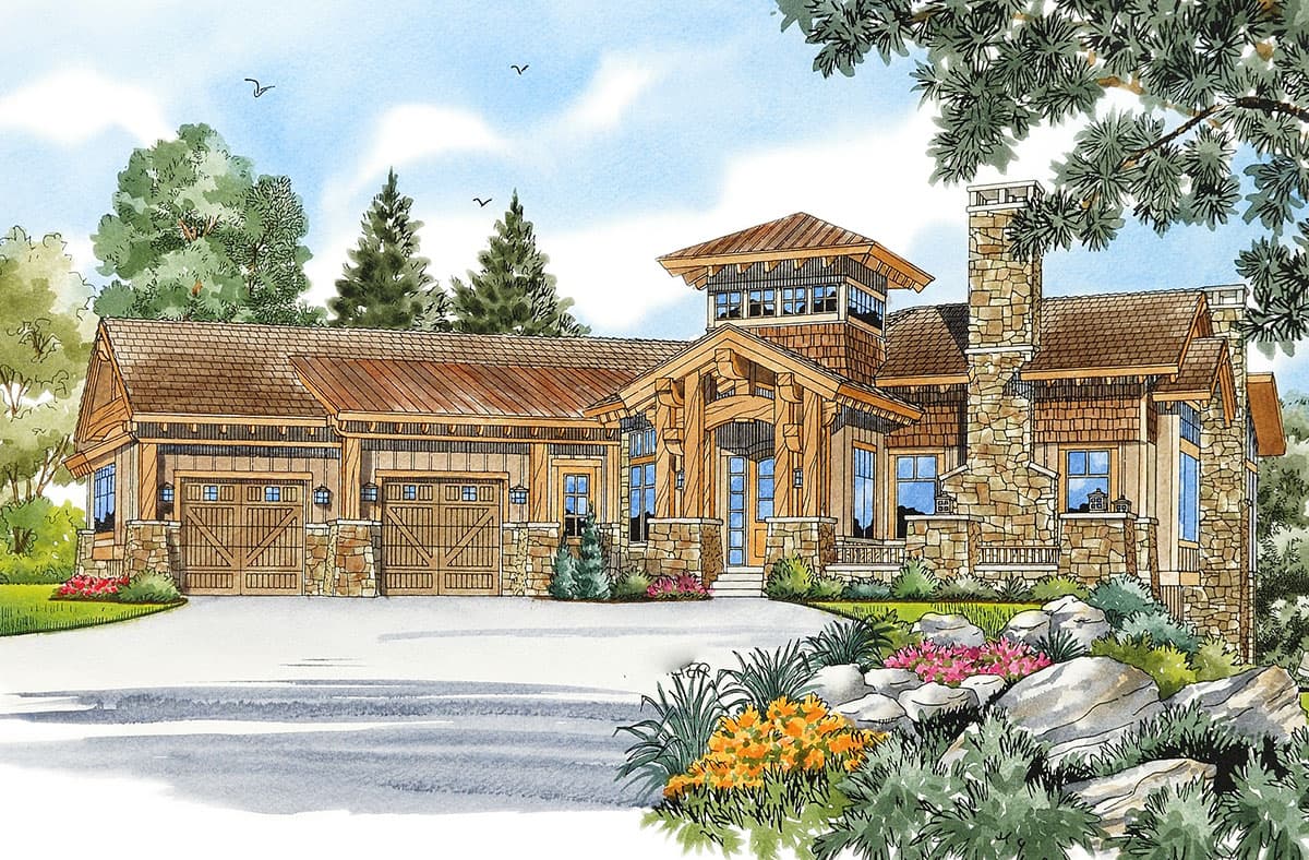 Plan 11584KN: Timbered Entry and Dramatic Light-Filled Tower - Image #15 - Craftsman, Mountain, Northwest, Rustic, Vacation