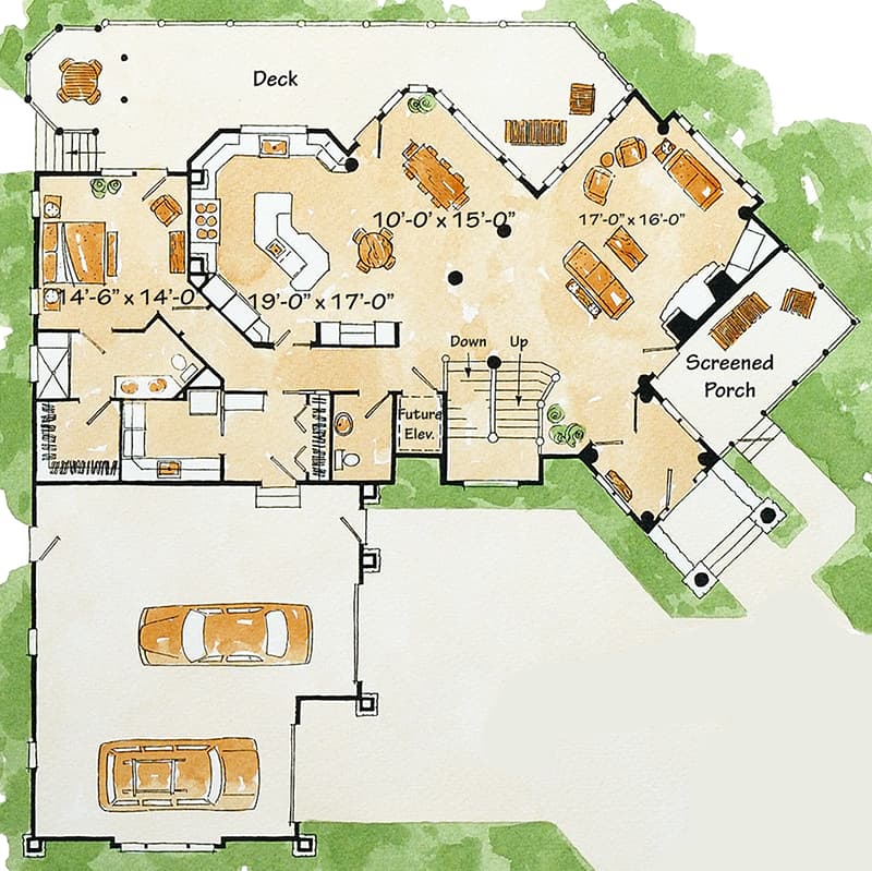Plan 11585KN: Fully Loaded Rustic Retreat - Floor Plan - Main Level - Craftsman, Mountain, Northwest, Rustic, Vacation