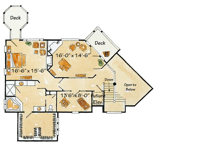 Plan 11585KN: Fully Loaded Rustic Retreat - Floor Plan - Second Level - Craftsman, Mountain, Northwest, Rustic, Vacation