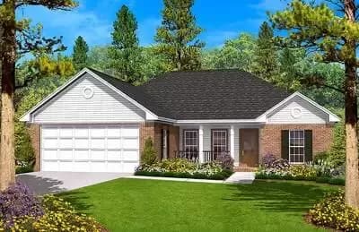 Split Bedroom Ranch Home Plan - 1400 Sq Ft
