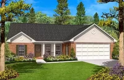 Split Bedroom Ranch Home Plan - 1400 Sq Ft