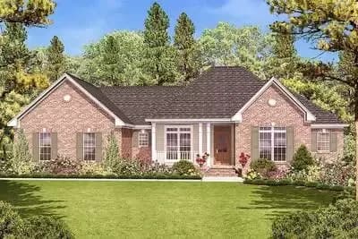 One Story House Plan with 3 Exteriors