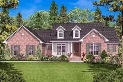 One Story House Plan with Three Exterior Options