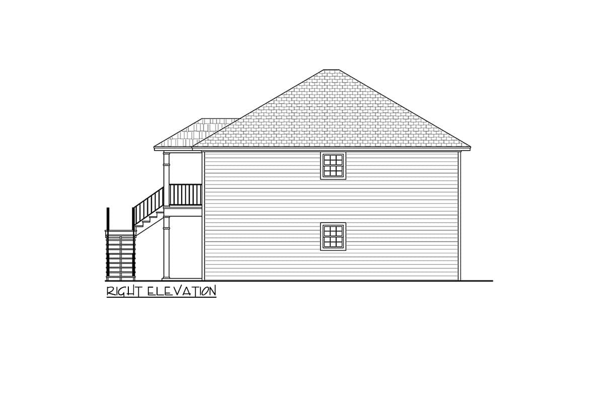 Plan 11732HZ: Four Unit Multi-Family with Matching 544 Sq Ft 1 Bed Units - Image #4 - Southern, Traditional