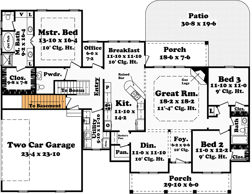 Plan 11745HZ: Classic Country Style Home Plan - Floor Plan - Optional - Country, Farmhouse, Traditional