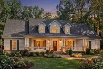 Traditional Country House Plan with Main Level Master and Bonus Room