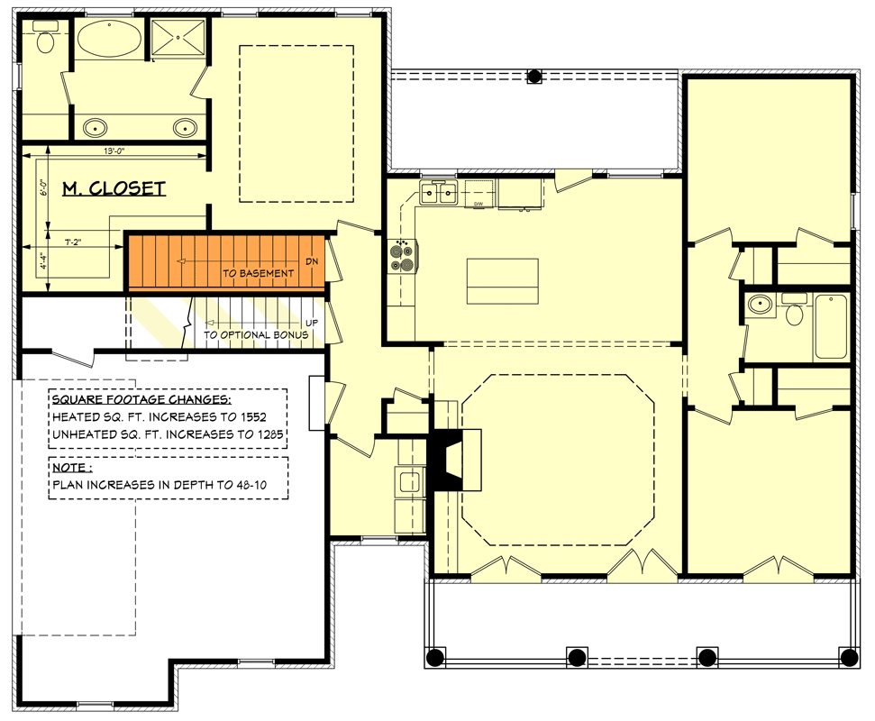 Plan 11761HZ: Southern French Country Home Plan with 3 Beds Plus Bonus - 1500 Sq Ft - Floor Plan - Basement Option - Acadian, European, French Country, Louisiana-Style, Southern