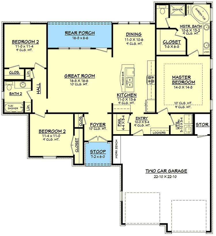 Plan 11765HZ: Large And Open Floor Plan - Floor Plan - Main Level - European, French Country, Southern