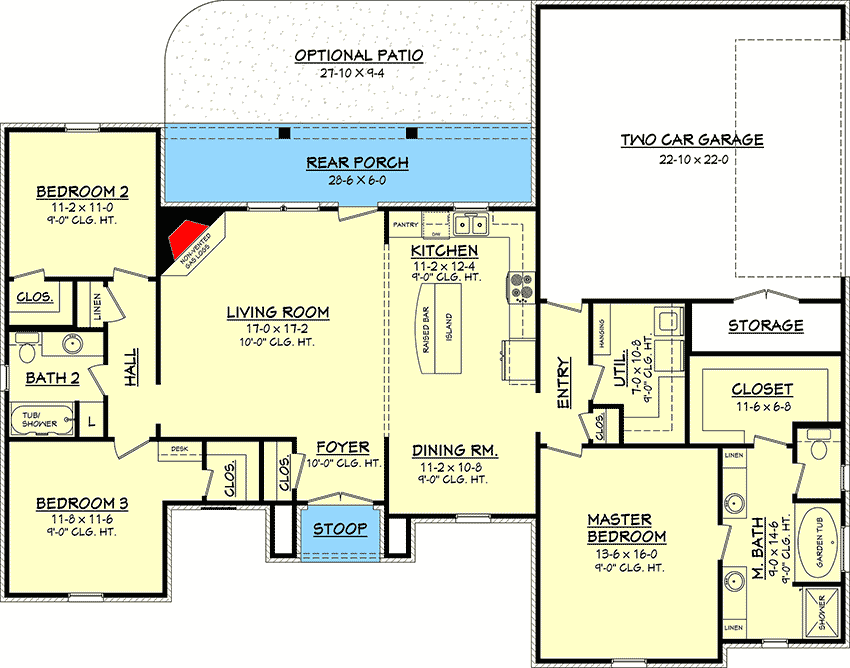 Plan 11766HZ: Separate Master Suite - Floor Plan - Main Level - European, Ranch, Traditional