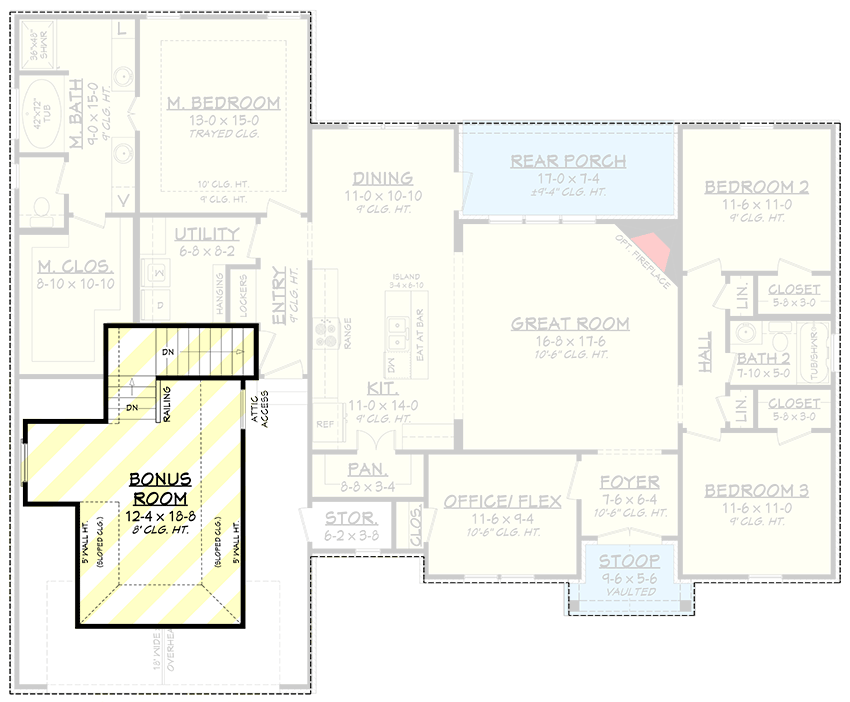 Plan 11787HZ: French Country Cottage Plan With Bonus and Flex Room - 1842 Sq Ft - Floor Plan - Bonus Above - Cottage, Country, European, French Country, Southern, Traditional