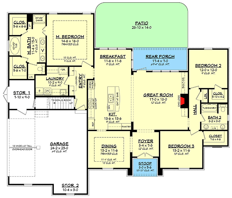 Plan 11789HZ: Well Appointed French Country House Plan - 2091 Sq Ft - Floor Plan - Main Level - European, French Country