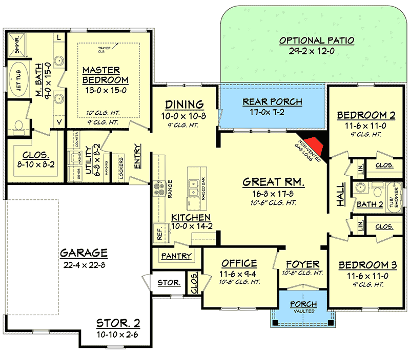Plan 11797HZ: Split Bedroom House Plan With Open Floor Plan - 1769 Sq Ft - Floor Plan - Main Level - Country, Craftsman, Ranch, Traditional