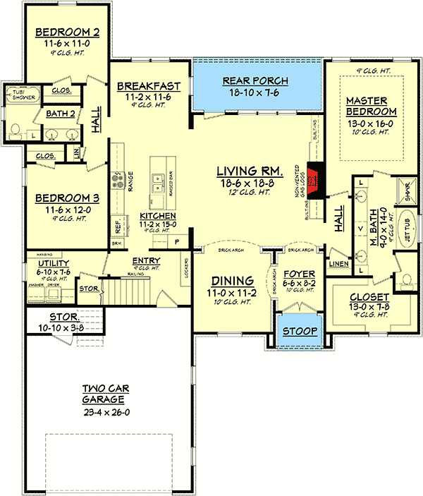 Plan 11799HZ: 4 Bed French Country - Floor Plan - Main Level - European, French Country
