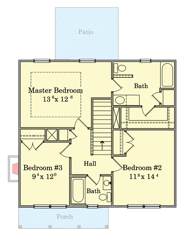 Plan 11901LW: Perfect Simple Home Plan for Builders - 1391 Sq Ft - Floor Plan - 2nd Floor - Traditional