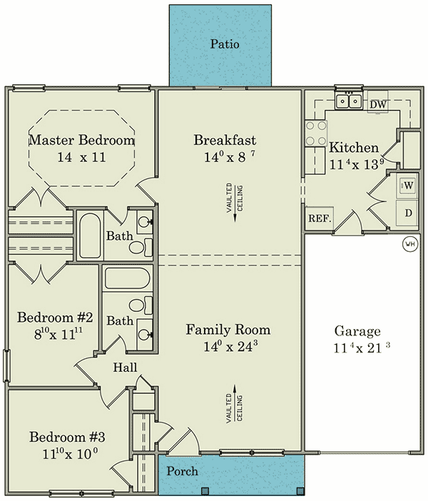 Plan 11906LW: Perfect Starter Home Plan - Floor Plan - Main Level - Ranch