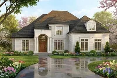 Elegant Southern European House Plan with First-Floor Master and Formal Dining