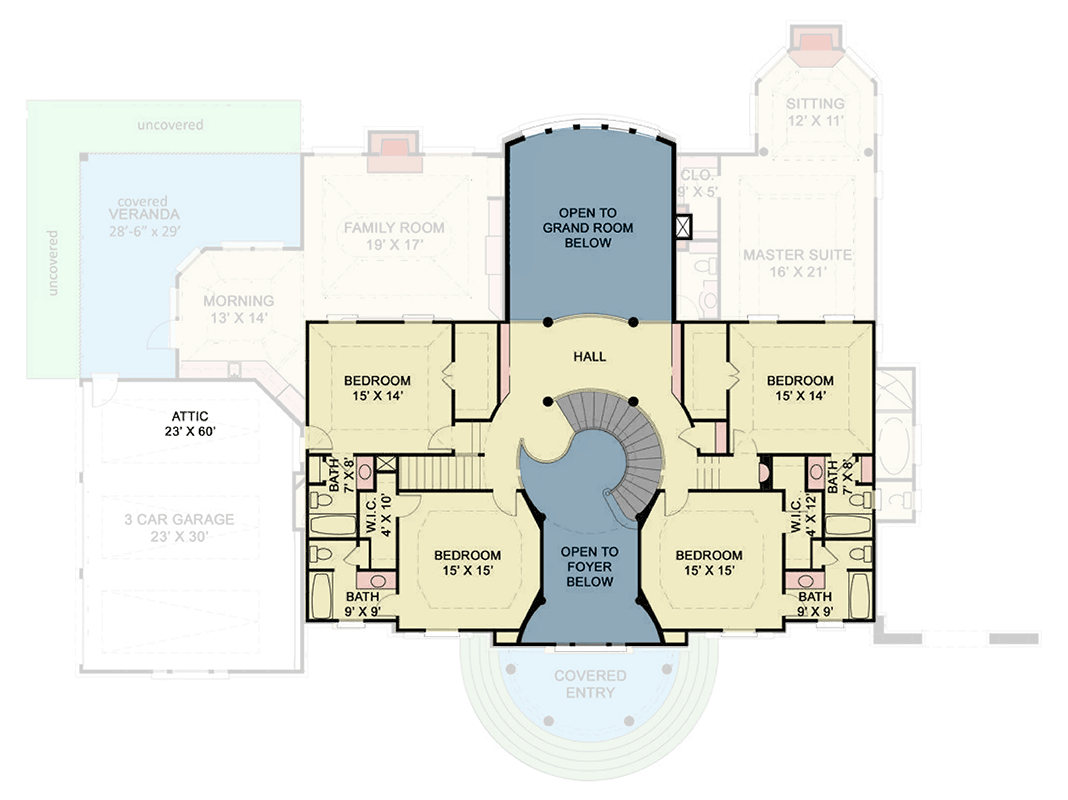 Plan 12056JL: Grand Georgian House Plan with Five Bedrooms and Luxurious Main Level - Floor Plan - Image #5 - Georgian, Traditional