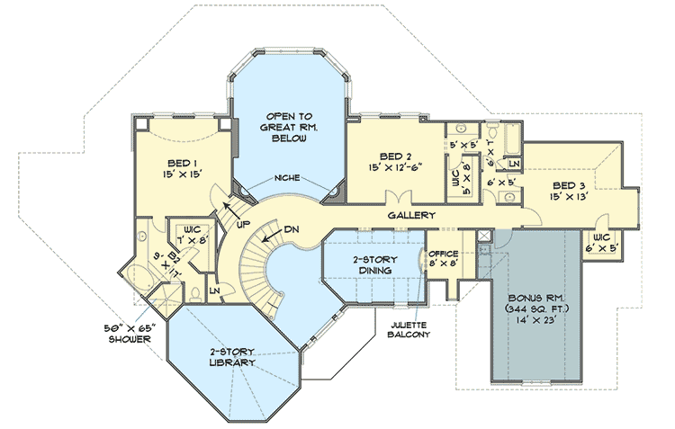 Plan 12073JL: Luxury Home Plan with Elegant Interior - 3912 Sq Ft - Floor Plan - Second Level - European, Traditional
